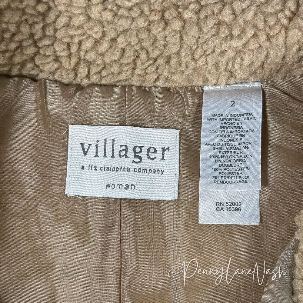 Villager by Liz Clairborne Sherpa Lined Vest Size 2 Tan - Picture 4 of 9